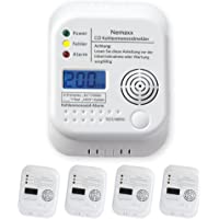 4X Nemaxx Detector de CO Monoxido de Carbono Detector de Gas Alarma de Gas Detector de Humo según la Norma DIN EN50291